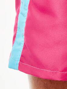 Manfinity Men's Contrast Color Beach Shorts - Pink - View 4