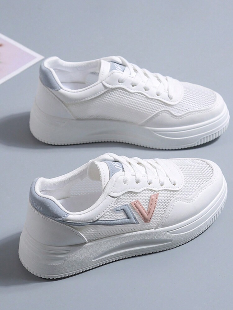 Mới Mùa hè thoáng khí Lưới lưới Xu hướng: Cắt giảm Giày vải Đối với phụ nữ , Hàn Quốc Giải trí Bằng phẳng Học sinh Giày thể thao - Hồng - Xem 2