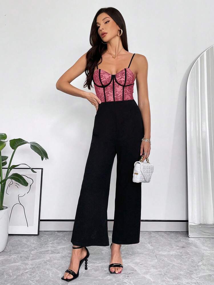 Lace Splicing Cami Jumpsuit For Women