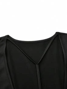 Celure Plus Size Solid Color Backless Bodycon Dress - Black - View 6