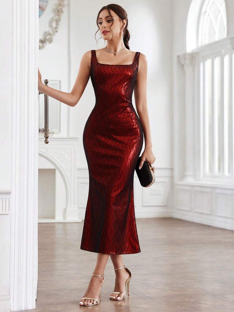 Women's Jacquard Mermaid Hem Dress