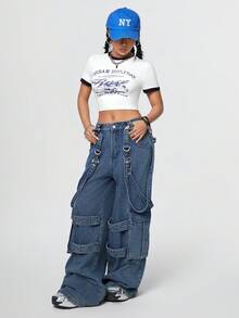 SHEIN Coolane Viền tương phản In chữ cái và ô tô Áo thun - trắng - Xem 6