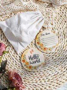 2pcs/Set Newborn Baby Birth Announcement & Milestone Wooden Cards - Multicolor - View 4