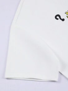 Claim Dot 男士卡通字母图案印花休闲短袖 T 恤，男友礼物 - 白色 - 查看 7