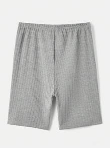 SHEIN LUNE 女性實色肋紋短褲襪 - 彩色 - 查看 2