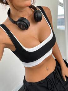 SHEIN EZwear Double-Shoulder Strap Super Crop Top Tank Top For Summer