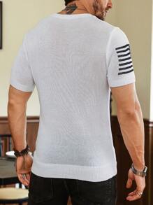 Manfinity LEGND Men's American Flag Pattern Short Sleeve Knit Top