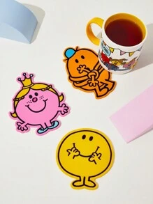 Mr Men Little Miss X SHEIN 3入組可愛的卡通設計杯墊 - 彩色 - 查看 5