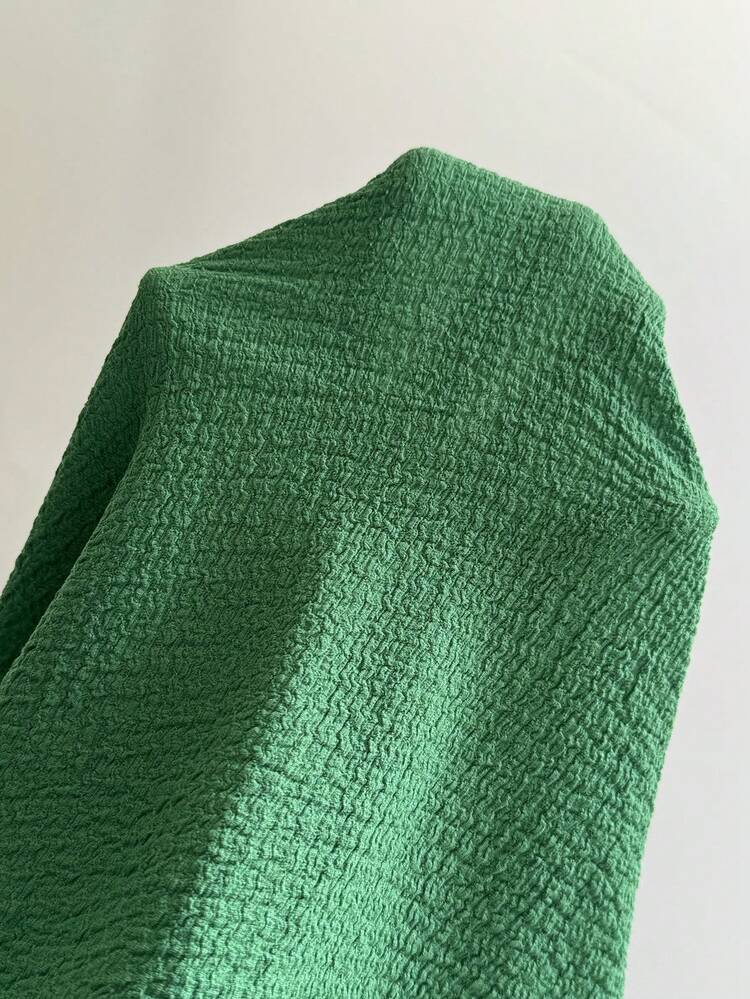 Women's Solid Color Texture Belted Top & Skirt Set