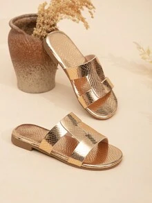 Zapatillas Elegantes Y De Doble Cara Para Exteriores En Color Champagne Para Chicas - Champán - Ver 2