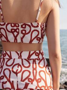 Anewsta Square Neck Floral Print Crop Top