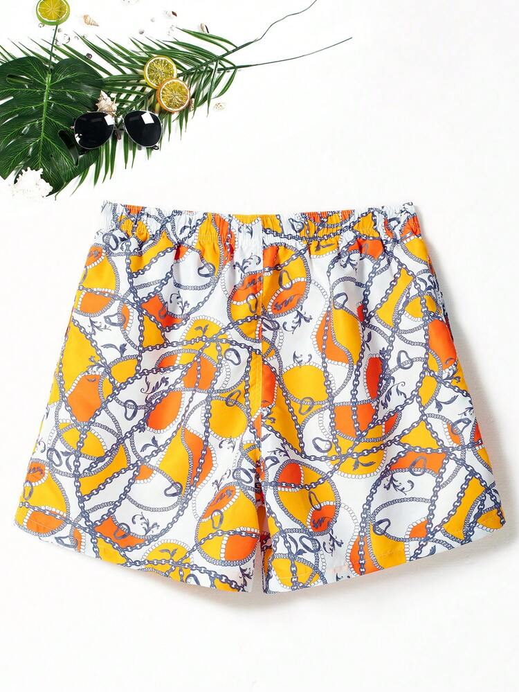 Men's Chain Print Beach Shorts