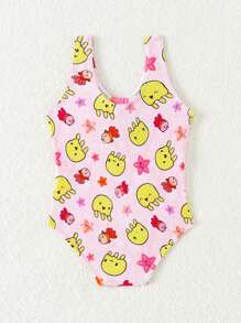 Em bé Cô gái Mùa hè Phim hoạt hình dễ thương Đại dương Thú vật In Áo tắm một mảnh - Nhiều màu - Xem 2