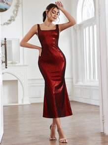SHEIN Belle Vestido De Cola De Sirena Jacquard Para Mujer