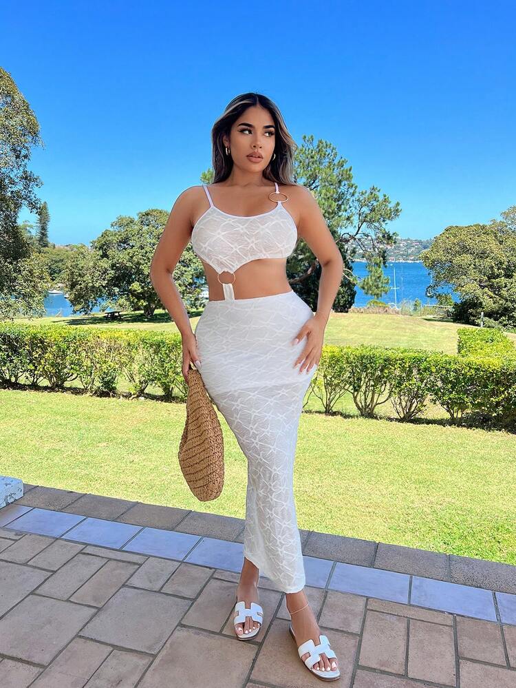 Women's Holiday Spaghetti Strap Dress, Summer Bohemian White Party Dress With Open Back