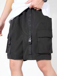 SHEIN Teen Boys' Casual Simple Cargo Style Pocket Shorts