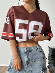 SHEIN EZwear Camiseta De Mujer De Ajuste Holgado Con Diseño De Impresión Digital