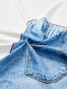 SHEIN Essnce Women Denim-Effect Print Jeggings - Blue - View 7