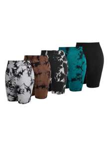 Easithlete Plus Size Tie-Dye Sports Shorts Legging Shorts - Multicolor - View 2