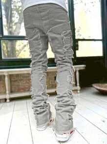 Teen Boy Plain Frayed Hem Jeans - Grey - View 2