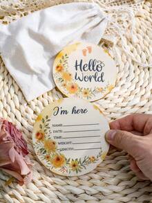 2pcs/Set Newborn Baby Birth Announcement & Milestone Wooden Cards - Multicolor - View 5