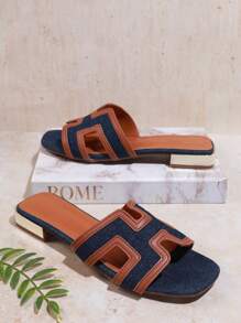 SHUZIA 女士純色平底拖鞋,涼鞋 - 棕色 - 查看 2