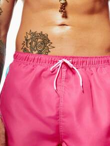 Manfinity Men's Contrast Color Beach Shorts - Pink - View 5
