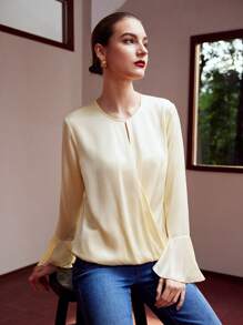 MOTF PREMIUM 絲質純色擴口袖上衣 - 杏色 - 查看 10