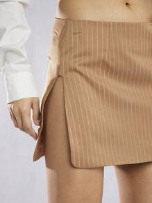 Hauture 細條紋分裂式短裙