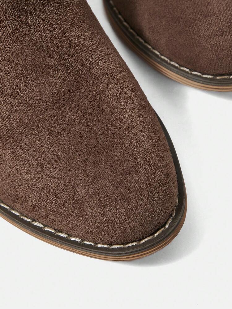 Women's Mid-Calf Tassel Brown Boots With Heel