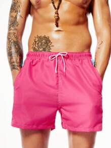 Manfinity Men's Contrast Color Beach Shorts - Pink - View 1
