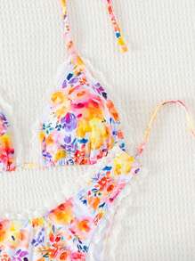 Swim Mod Women's Floral Print Halter Neck Two-Piece Bikini Set Summer Beach - Multicolor - View 5