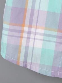 SHEIN Young Boy Plaid Breathable 2 Pieces Set, Suitable For Getaways, Holidays, Travels, Relaxation, Sunbathing, Summer, School, Campus, College - Green - View 7