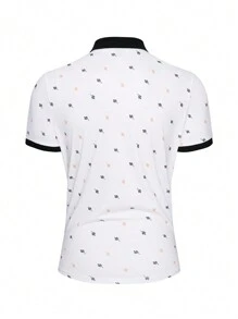 Manfinity Homme Men's Printed Short Sleeve Polo Shirt - White - View 2