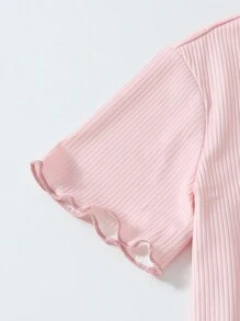 Tween Girls' Spring New Simple Pink Shorts And Round Neck Short-Sleeved Top And Camisole Pajama Set - Pink - View 4