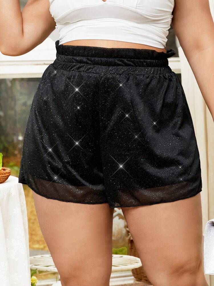 Plus Size Elastic Waist Casual Shorts