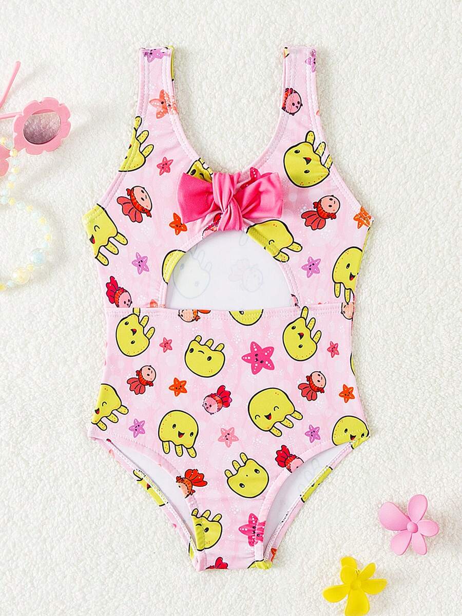 Em bé Cô gái Mùa hè Phim hoạt hình dễ thương Đại dương Thú vật In Áo tắm một mảnh - Nhiều màu - Xem 1