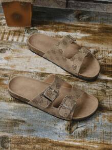 2024年春季新款大尺碼女式平底拖鞋,適用於戶外穿著,歐美風格 - 棕色 - 查看 3