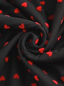 SHEIN Lady Heart Mesh Lantern Sleeve Top - Multicolor - View 7