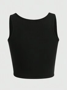 Atosha Fairycore Mushroom Print Ribbed Tank Top With TRUST YOUR INTUITION IT DOES NOT LIE Print, For School - Black - View 2