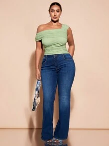 SHEIN BAE Plus Size St Patrick Green Top Spring Break Cheap Summer Tops - Green - View 3