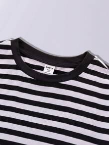 SHEIN Tween Boys' Loose Fit College Style Round Neck Short Sleeve T-Shirts, 2pcs/Set - Multicolor - View 4
