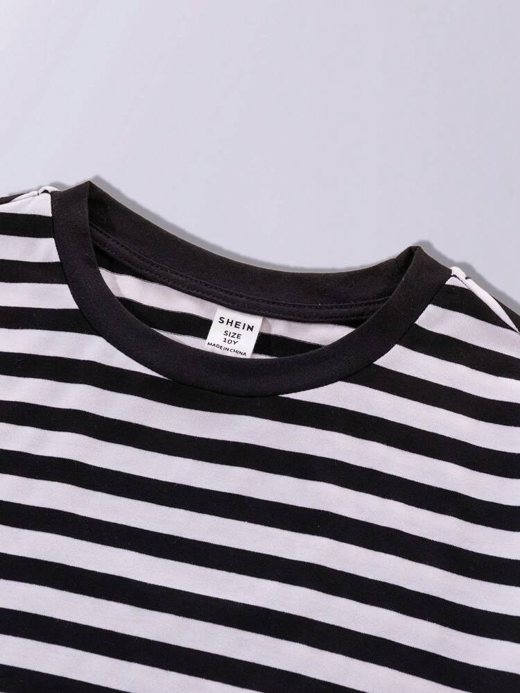 Tween Boys' Loose Fit College Style Round Neck Short Sleeve T-Shirts, 2pcs/Set