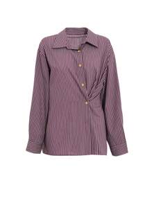 Dazy-Less Casual Business Style Striped Long Sleeve Shirt,Fall Clothes
