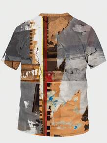 Manfinity Roughcore Nam Kích thước lớn Vá lại In Vòng cổ Ngắn tay Áo thun - Nhiều màu - Xem 2