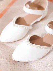 新款女童白珍珠時尚公主鞋,萬能風格 - 白色 - 查看 3