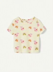 Cozy Pixies 3pcs Baby Girl Cartoon Animal Pattern Round Neck Straight Shoulder Tops Set - White - View 11