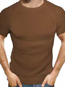 Manfinity Homme Pull Tricoté À Manches Courtes Et Col Rond Raglan Pour Hommes