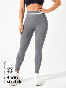 Gameset SHEIN Sport Solid Color Women'S Sports Leggings Yoga Pants - Grey - View 3