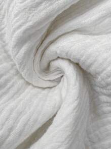 SHEIN Frenchy 女士纯色落肩短袖衬衫和短裤套装夏季两件套服装 - 白色 - 查看 8